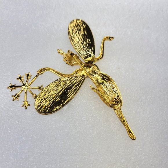 Gold Tone Angel Brooch with Magic Wand - Picture 13 of 15